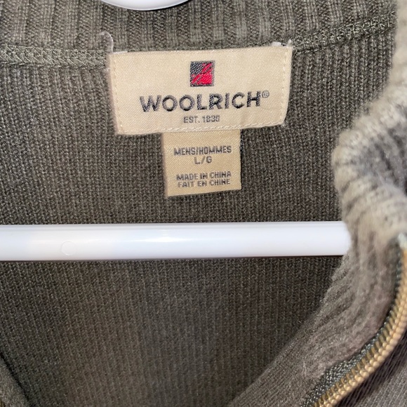 Woolrich men’s Zipped collar sweater Olive Large - Picture 7 of 8